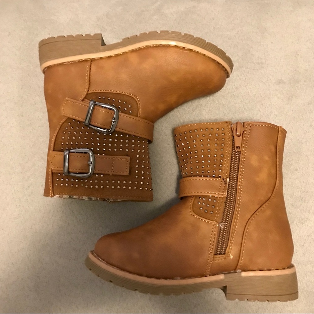 Studded Tan Ankle Boot w/ Silver Details